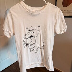 Gildan White Short Sleeve Tee with Black Dinosaur Graphic